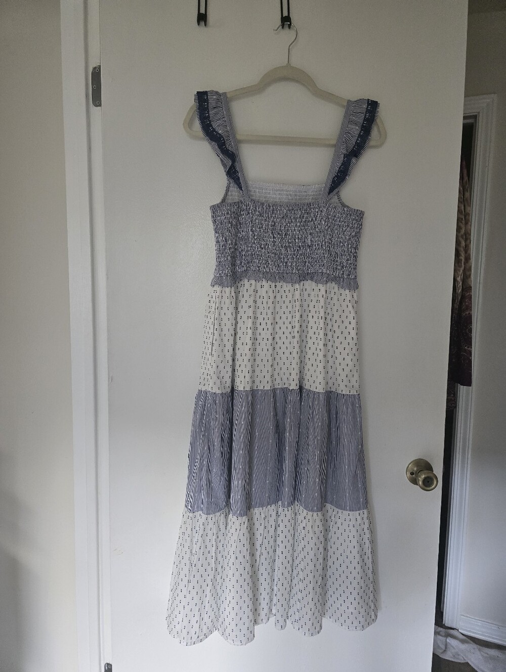 J. Crew Blue and White Tiered Maxi Dress Size M - Picture 4 of 12